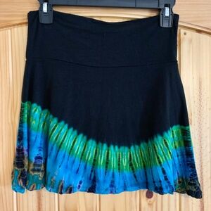 Tie Dye Emerald and Blue Short Skirt
